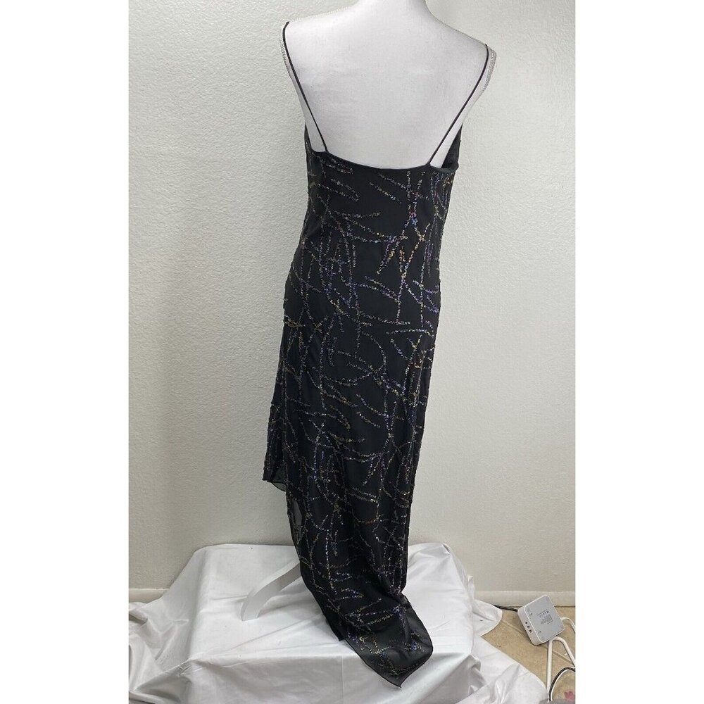 Rue De La Paix Dress Women's Black Sz 30 M Rainbow Beaded Asymmetrical Hem Fairy - Picture 4 of 16